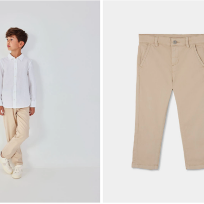 Beige satin trousers
