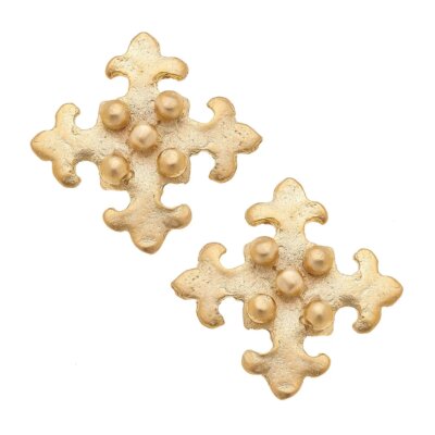 Gold Quad Fleur De Lis Earrings