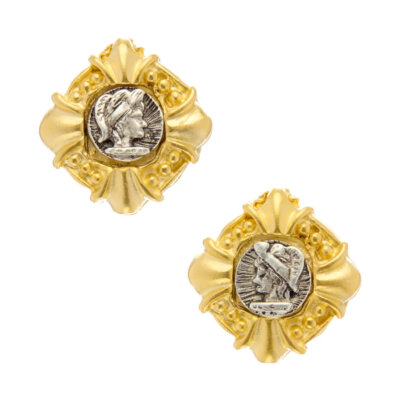 Mixed Metal Cameo Studs