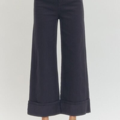 Navy Mid-Rise Cuffed Ankle Pant