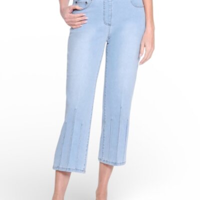 Slimsation Pintuck Light Denim Crop Jeans