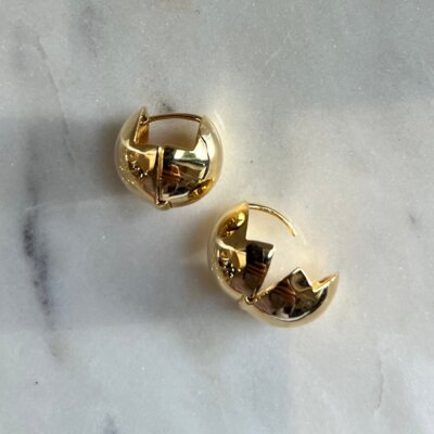 Golden Ball Huggie Hoops