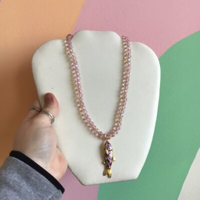 Single Color Glass Beaded Charm Necklace