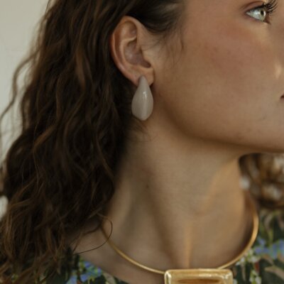 Taupe Teardrop Earrings