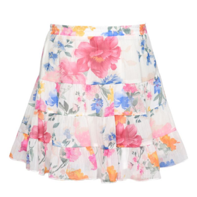 Flower Print Tiered Skirt