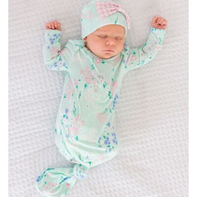 Knotted Sleep Gown & Hat Set