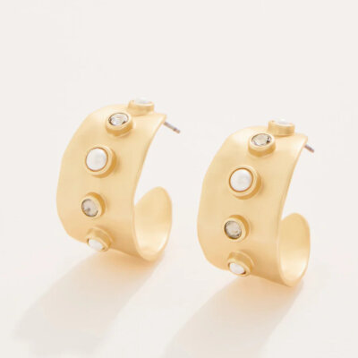 Estate Hoop Earrings Black