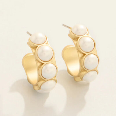 Anna Petite Hoop Earrings Pearl
