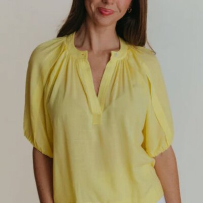 Henley Top Lemon