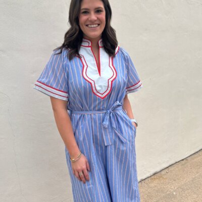 Short Sleeved Stripe Pattern Dress