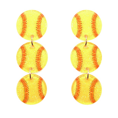 Glitter Softball Earrings