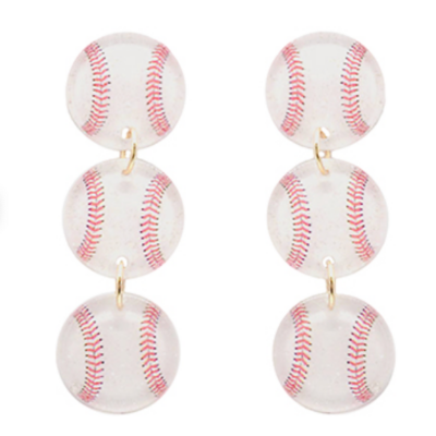 Glitter Baseball Earrings
