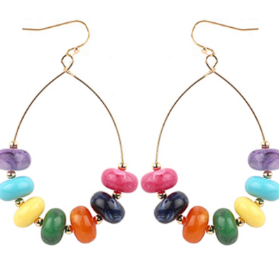 Multi Color Teardrop Beaded Earrings