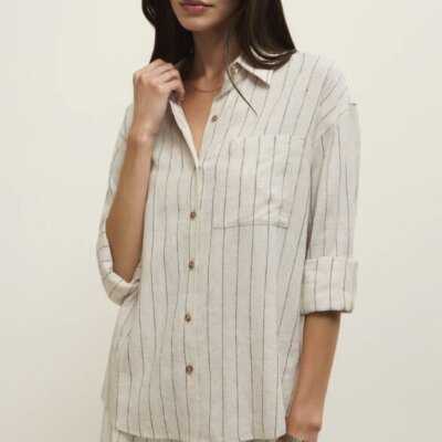 Alfie Striped Button Up Top