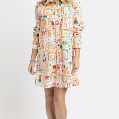 FINAL SALE: Fruit Basket Shirt Dress