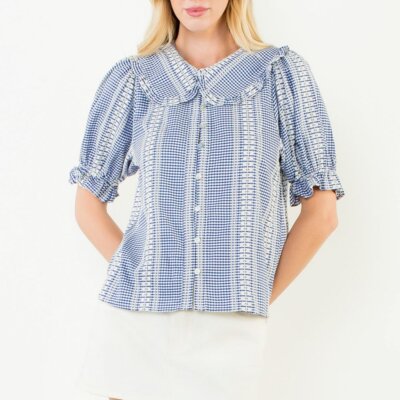 Janie Collar Button Top
