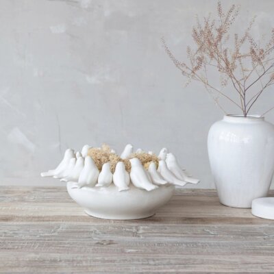 3D Bird Stoneware Bowl/Planter