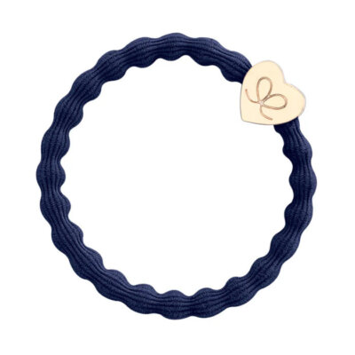Gold Heart Hair Tie - Navy Blue