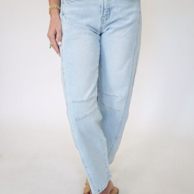 Flying Monkey High Rise Light Wash Barrel Leg Jeans