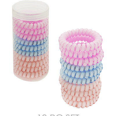 10 pcs Set Spiral Hair Tie- Peach