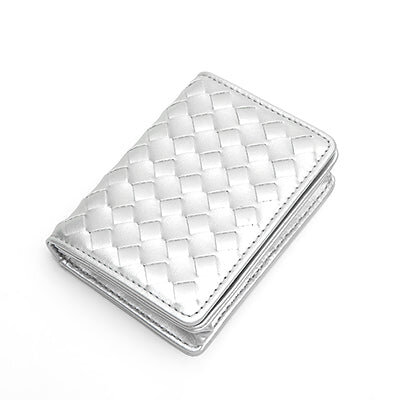 Square Pattern Leather Wallet-Silver