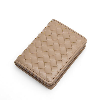 Square Pattern Leather Wallet-Taupe