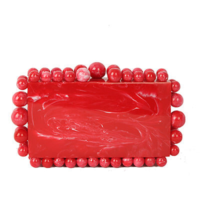 Acrylic Marble Clutch-Red