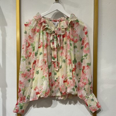 Floral Print Picot Top
