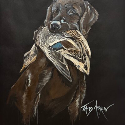 Chocolate Lab with Duck print / Free Shipping