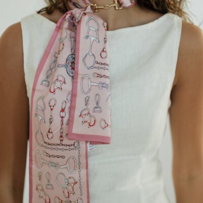 Pink Horsebit Narrow Scarf