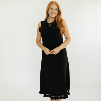 Anna Black Knit Midi Skirt