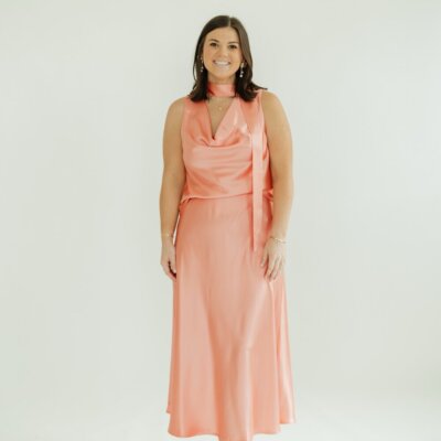 Fitz Coral Satin Midi Skirt