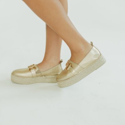 Nabi Slide in Gold Leather by Chocolat Blu