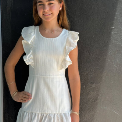 White ruffle Sleeve Dress