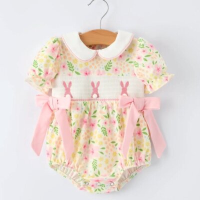 Easter Bunny Embroidered Smocking Romper