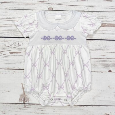 Baby Girls Bow Appliqué Bubble