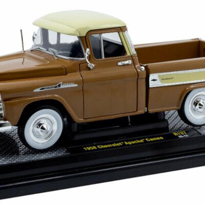 M2 Machines: 1958 Chevrolet Apache Cameo Die - Cast Truck - Rich Brown & Cream Classic Pickup