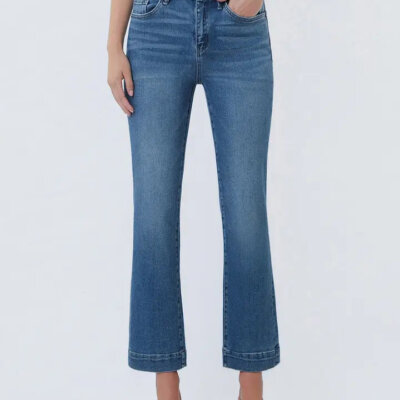High Rise Seamless Trouser Hem Crop Flare Jeans