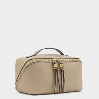 Soho Medium Makeup & Wash Bag in Light Taupe