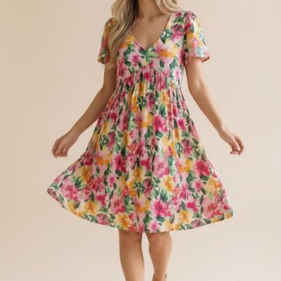 Babydoll Flutter Slv. Dress