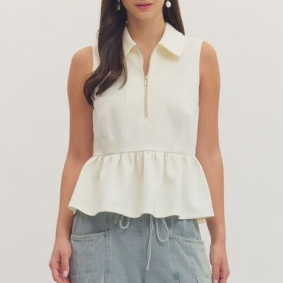 Half Zip Peplum Top