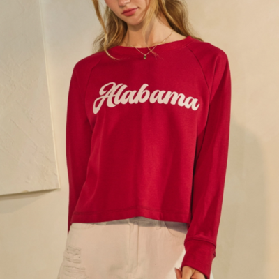 Cropped State Logo Sweatshirt Red