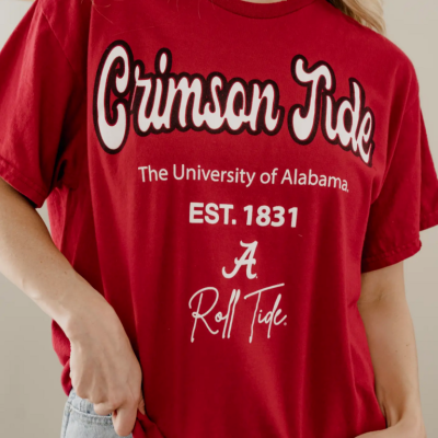 Alabama Crimson Tide Letterman Crimson Thrifted Tee