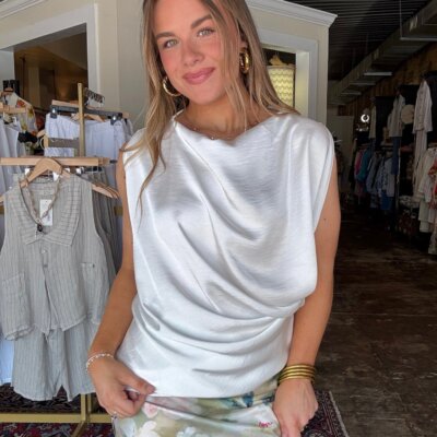 Ivory Drift Drape Top