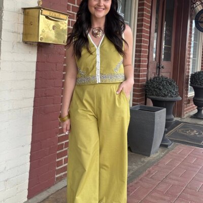 Lime To Shine Embroidered Matching Set