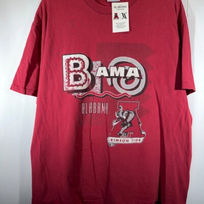 Vintage Alabama X Hanes Crimson Graphic T-Shirt Large