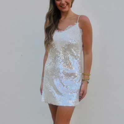 Sequin Lace Mini Dress