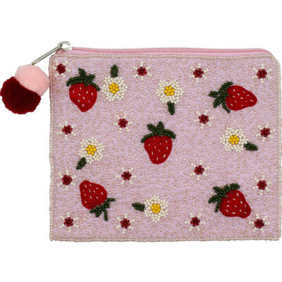 Floral Strawberry Beaded Bag