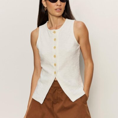 Ribbed Ruched Tank- Black