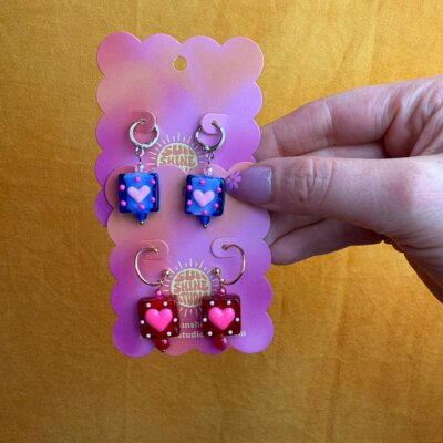 Heart Glass Charm Earrings